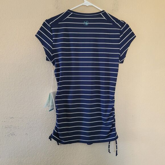 Carve Designs Women Xs Navy Stripe Dawson Rashguard Swim Top Nautical Upf 50 Nwt - Picture 8 of 8